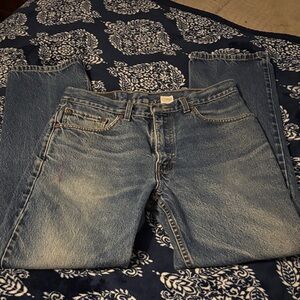 VINTAGE /RETRO Levi's 505 Regular Fit Worn In Blue Jeans 33/32